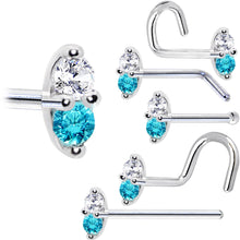 Load image into Gallery viewer, 14k White Gold Mint Green 1.5mm CZ Marquise Nose Ring
