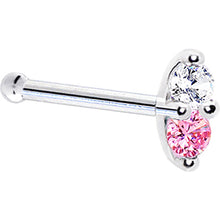 Load image into Gallery viewer, 14k White Gold Pink 1.5mm CZ Marquise Nose Ring
