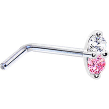 Load image into Gallery viewer, 14k White Gold Pink 1.5mm CZ Marquise Nose Ring
