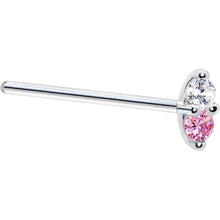 Load image into Gallery viewer, 14k White Gold Pink 1.5mm CZ Marquise Nose Ring

