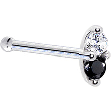 Load image into Gallery viewer, 14k White Gold Black 1.5mm CZ Marquise Nose Ring
