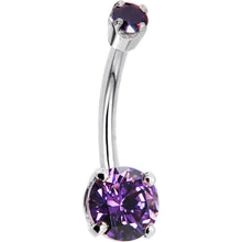 Load image into Gallery viewer, 14k White Gold Amethyst Cubic Zirconia Round Belly Ring
