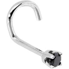 Load image into Gallery viewer, Solid 14K White Gold 2mm Black Cubic Zirconia Nose Ring
