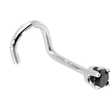 Load image into Gallery viewer, Solid 14K White Gold 2mm Black Cubic Zirconia Nose Ring
