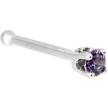 将图片加载到图库查看器，Solid 14K White Gold 2mm Amethyst Cubic Zirconia Nose Ring
