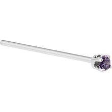 将图片加载到图库查看器，Solid 14K White Gold 2mm Amethyst Cubic Zirconia Nose Ring
