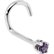 将图片加载到图库查看器，Solid 14K White Gold 2mm Amethyst Cubic Zirconia Nose Ring
