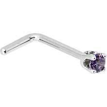 将图片加载到图库查看器，Solid 14K White Gold 2mm Amethyst Cubic Zirconia Nose Ring
