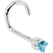 将图片加载到图库查看器，Solid 14K White Gold 2mm Mint Green Cubic Zirconia Nose Ring
