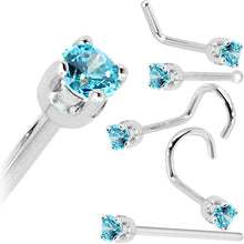 将图片加载到图库查看器，Solid 14K White Gold 2mm Mint Green Cubic Zirconia Nose Ring
