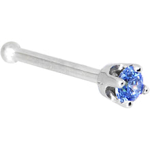 Load image into Gallery viewer, Solid 14K White Gold 2mm Arctic Blue Cubic Zirconia Nose Ring
