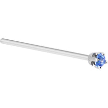 Load image into Gallery viewer, Solid 14K White Gold 2mm Arctic Blue Cubic Zirconia Nose Ring
