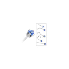 Load image into Gallery viewer, Solid 14K White Gold 2mm Arctic Blue Cubic Zirconia Nose Ring
