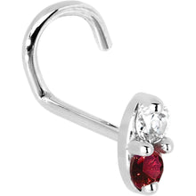 Load image into Gallery viewer, 14k White Gold Red 1.5mm CZ Marquise Nose Ring
