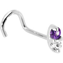 Load image into Gallery viewer, 14k White Gold Amethyst 1.5mm CZ Marquise Nose Ring
