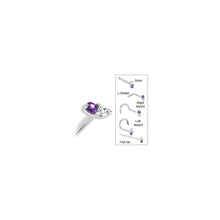 Load image into Gallery viewer, 14k White Gold Amethyst 1.5mm CZ Marquise Nose Ring
