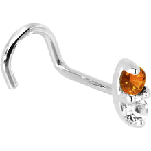 Load image into Gallery viewer, 14k White Gold Orange 1.5mm CZ Marquise Nose Ring
