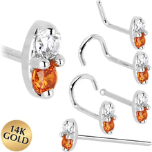 Load image into Gallery viewer, 14k White Gold Orange 1.5mm CZ Marquise Nose Ring

