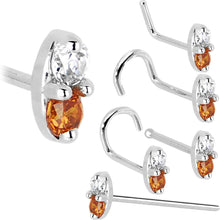 Load image into Gallery viewer, 14k White Gold Orange 1.5mm CZ Marquise Nose Ring

