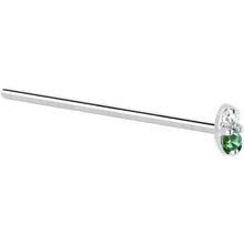 Load image into Gallery viewer, 14k White Gold Green 1.5mm CZ Marquise Nose Ring
