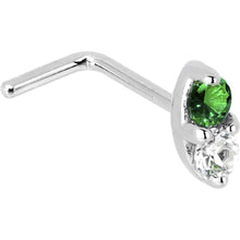 Load image into Gallery viewer, 14k White Gold Green 1.5mm CZ Marquise Nose Ring
