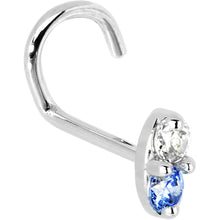 Load image into Gallery viewer, 14k White Gold Arctic Blue 1.5mm CZ Marquise Nose Ring
