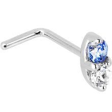 Load image into Gallery viewer, 14k White Gold Arctic Blue 1.5mm CZ Marquise Nose Ring
