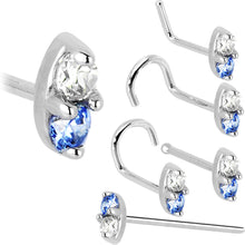 Load image into Gallery viewer, 14k White Gold Arctic Blue 1.5mm CZ Marquise Nose Ring
