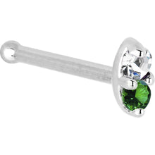 Load image into Gallery viewer, 14k White Gold 1.5mm Genuine Emerald Diamond Marquise Nose Ring
