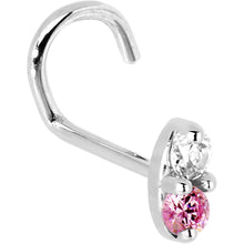 Load image into Gallery viewer, 14k White Gold 1.5mm Genuine Pink Sapphire Diamond Marquise Nose Ring
