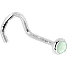 将图片加载到图库查看器，Solid 14K White Gold 2mm Aventurine Quartz Nose Ring
