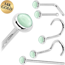 将图片加载到图库查看器，Solid 14K White Gold 2mm Aventurine Quartz Nose Ring
