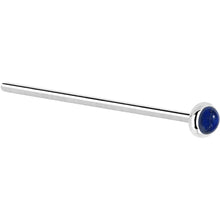 Load image into Gallery viewer, Solid 14K White Gold 2mm Lapis Lazuli Straight Nose Ring
