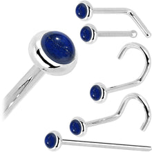 Load image into Gallery viewer, Solid 14K White Gold 2mm Lapis Lazuli Straight Nose Ring

