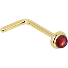 Load image into Gallery viewer, Solid 14K Yellow Gold 2mm Red Garnet Nose Ring
