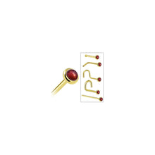 Load image into Gallery viewer, Solid 14K Yellow Gold 2mm Red Garnet Nose Ring
