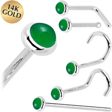 将图片加载到图库查看器，Solid 14K White Gold 2mm Jade Nose Ring
