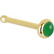 Load image into Gallery viewer, Solid 14K Yellow Gold 2mm Jade Nose Ring
