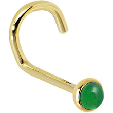 Load image into Gallery viewer, Solid 14K Yellow Gold 2mm Jade Nose Ring
