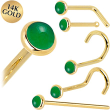 Load image into Gallery viewer, Solid 14K Yellow Gold 2mm Jade Nose Ring
