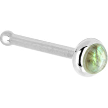 Load image into Gallery viewer, Solid 14K White Gold 2mm Labradorite Nose Ring
