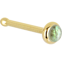 Load image into Gallery viewer, Solid 14K Yellow Gold 2mm Labradorite Nose Ring
