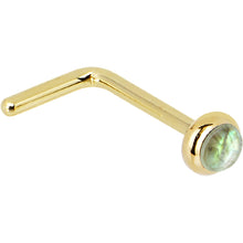 Load image into Gallery viewer, Solid 14K Yellow Gold 2mm Labradorite Nose Ring
