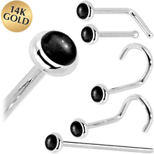 Load image into Gallery viewer, Solid 14K White Gold 2mm Onyx Nose Ring
