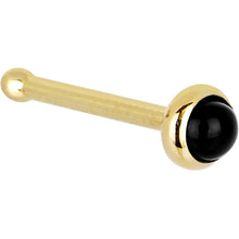 Load image into Gallery viewer, Solid 14K Yellow Gold 2mm Onyx Nose Ring
