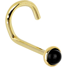 Load image into Gallery viewer, Solid 14K Yellow Gold 2mm Onyx Nose Ring
