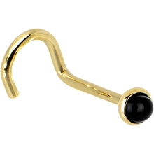 Load image into Gallery viewer, Solid 14K Yellow Gold 2mm Onyx Nose Ring

