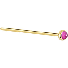将图片加载到图库查看器，Solid 14K Yellow Gold 2mm Pink Tourmaline Nose Ring
