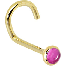 将图片加载到图库查看器，Solid 14K Yellow Gold 2mm Pink Tourmaline Nose Ring
