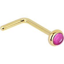 将图片加载到图库查看器，Solid 14K Yellow Gold 2mm Pink Tourmaline Nose Ring
